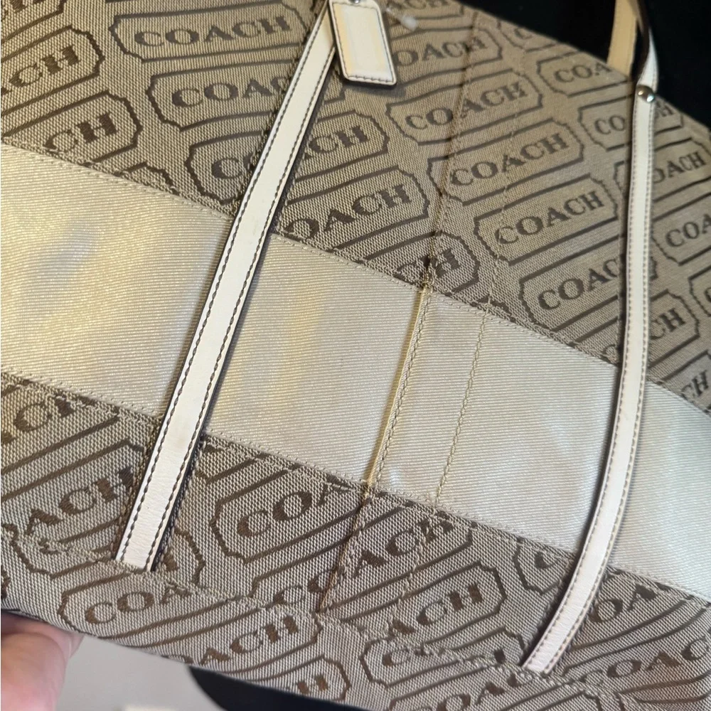 Coach Signature Lozenge Tote Shoulder Bag EUC